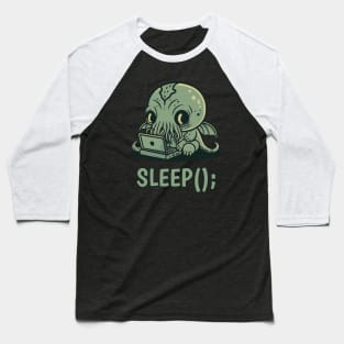 Chibi Cthulhu Programmer - Sleep() Baseball T-Shirt